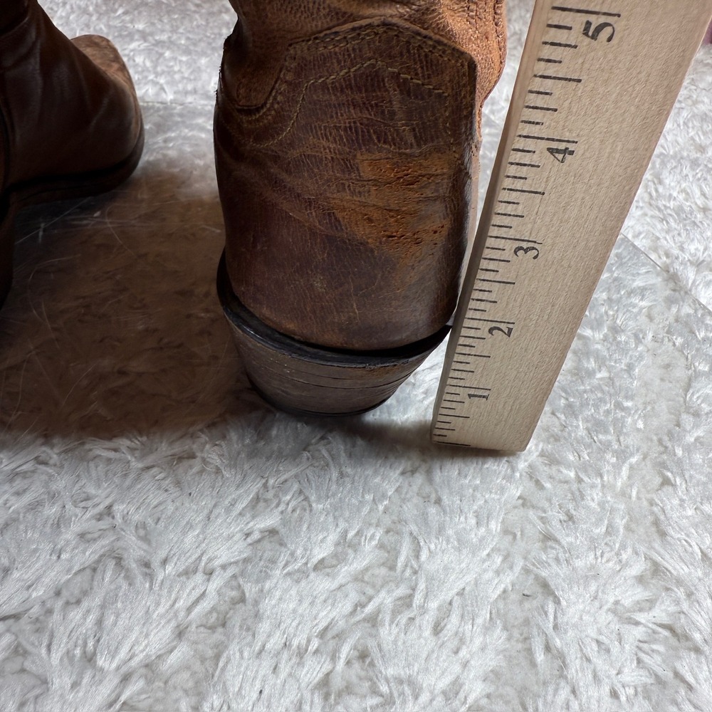 Lucchese Boots Vintage 9.5 B Brown Leather Cowgirl Western Vintage N4766 Rodeo - Picture 7 of 16